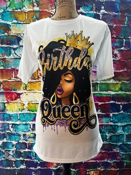 Birthday Queen Sublimation White Shirt