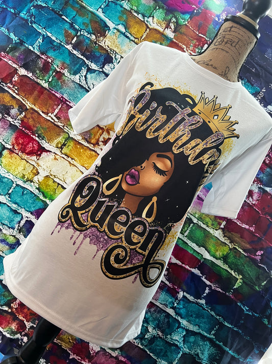 Birthday Queen Sublimation White Shirt